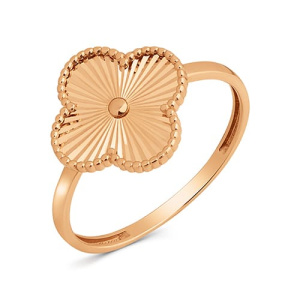 Золотое кольцо с алмазной гранью Клевер DINASTIA 034111-1010