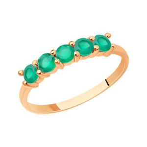 Золотое кольцо с зелеными агатами Дорожка Diamant 51-310-01632-7