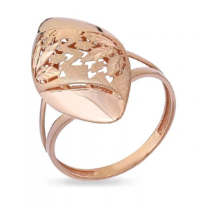 Золотое кольцо объемное маркиз Листья Красносельский ювелир АКд702-4055