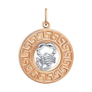 Золотая подвеска медальон знак зодиака Скорпион АТОЛЛ 5568/скорпион