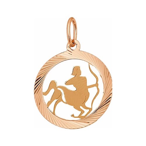 Золотая подвеска круг знак зодиака Стрелец Красносельский Ювелир АПШ306-0379