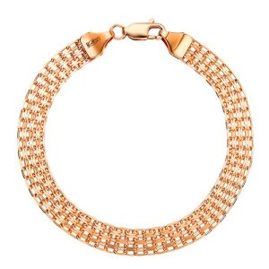 Золотой браслет тройной бисмарк полновесный КРАСЦВЕТМЕТ НБ 12-073