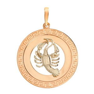 Золотая подвеска медальон знак зодиака Рак АВРОРА 74218