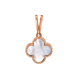 Золотая подвеска с перламутром 8 мм Клевер ГОЛДЕН ГЛОБ ПдКлеверЛ56