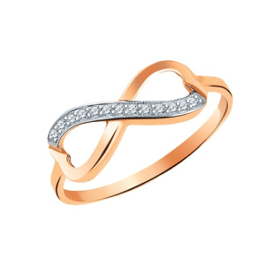 Золотое кольцо с фианитами Бесконечность АТОЛЛ 10373