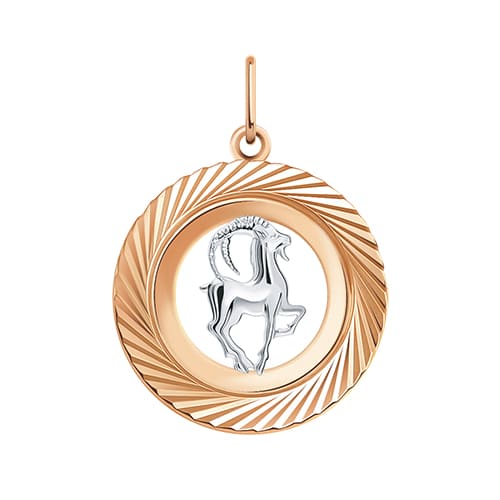 Золотая подвеска медальон с алмазной гранью знак зодиака Козерог АТОЛЛ 5658а/козерог