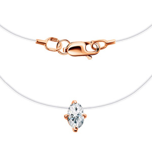 Золотое колье на леске подвеска фианит Овал ГОЛДЕН ГЛОБ ПдОвЛ01