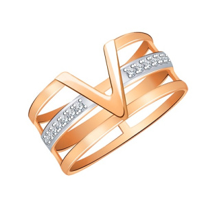 Золотое кольцо с фианитами широкое АТОЛЛ 10875