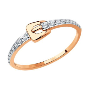 Золотое кольцо с фианитами Ремень пряжка SOKOLOV 019043