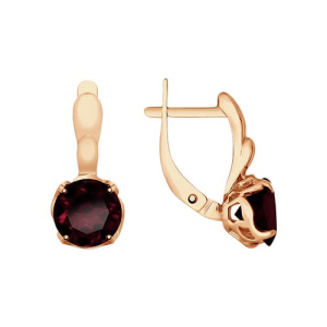 Золотые серьги с гранатами Diamant 51-320-00182-2