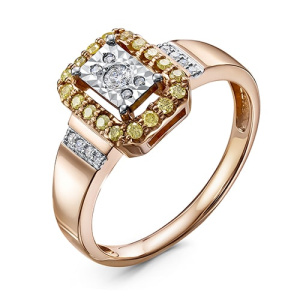Золотое кольцо с желтыми и классическими бриллиантами RoseGrace 5-5915-103И2-1К