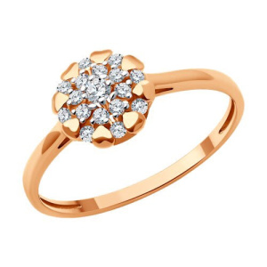 Золотое кольцо с фианитами Цветок Diamant 51-110-02286-1