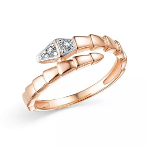 Золотое кольцо с фианитами Змея SOUL 1129903