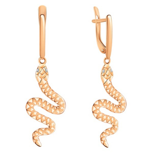 Золотые серьги с подвесками Змеи АТОЛЛ 21186