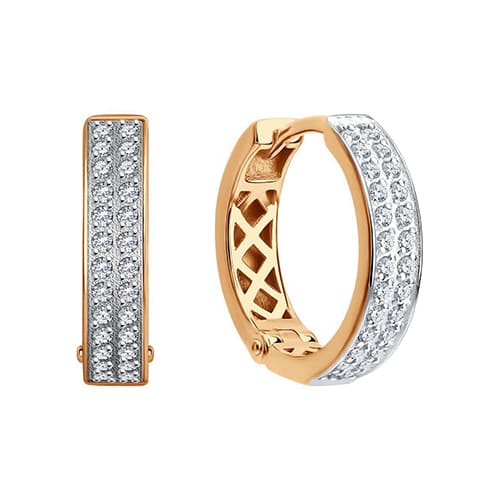 Золотые серьги конго с фианитами SOKOLOV 0200142