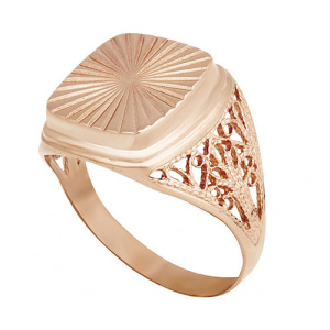 Золотое кольцо печатка с алмазной гранью АВРОРА 71051