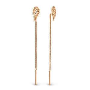 Золотые серьги цепочки продевки Крылья DINASTIA 033682-1000