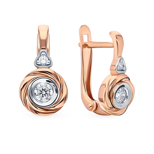 Золотые серьги с фианитами AQUAMARINE 46352