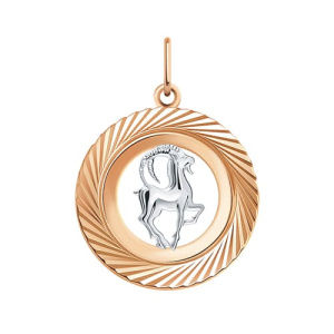 Золотая подвеска медальон с алмазной гранью знак зодиака Козерог АТОЛЛ 5658а/козерог