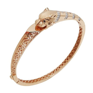 Золотой браслет с фианитами жесткий Пантера леопард ЗОЛОТАЯ ПОДКОВА 908-02929-10-00-20-00