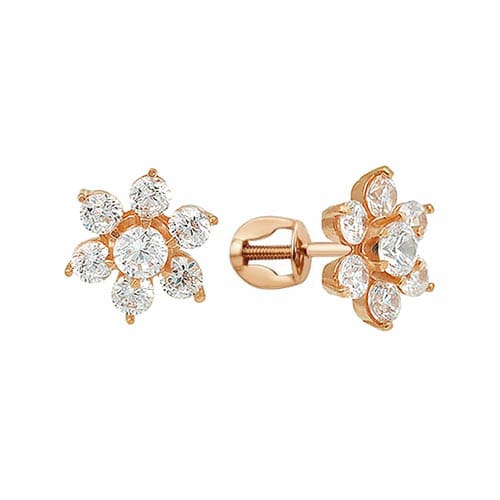 Золотые серьги гвоздики пусеты с фианитами ЗОЛОТАЯ ПОДКОВА 804-04443-10-00-20-00