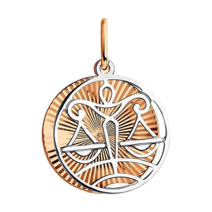 Золотая подвеска с алмазной гранью подвижная знак зодиака Весы SOKOLOV 035705