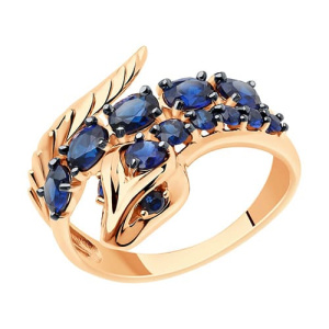 Золотое кольцо с сапфирами корундами Змея SOKOLOV 715986