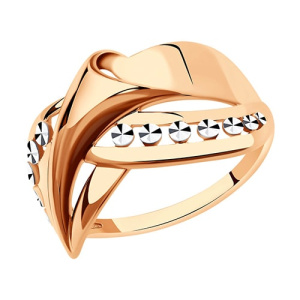 Золотое кольцо широкое с алмазной гранью SOKOLOV 018742