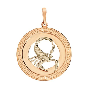 Золотая подвеска медальон знак зодиака Скорпион АВРОРА 74222