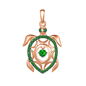 Золотая подвеска с зелеными фианитами Черепаха SOUL 3026803з