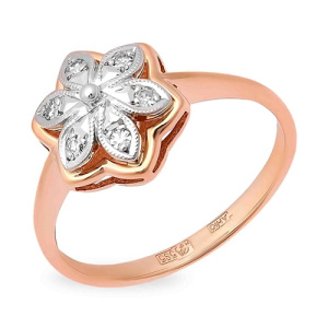 Золотое кольцо с бриллиантами Малинка цветок
