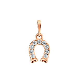 Золотая подвеска с фианитами Подкова ГОЛДЕН ГЛОБ ПдПодковаЛ