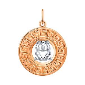 Золотая подвеска медальон знак зодиака Близнецы АТОЛЛ 5563/близнецы