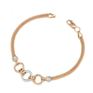 Золотой браслет объемный декоративный кольца РАДУГА Т-1400-414759-2