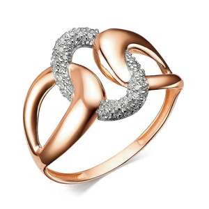 Золотое кольцо с фианитами широкое АЛЕКСИ 012823