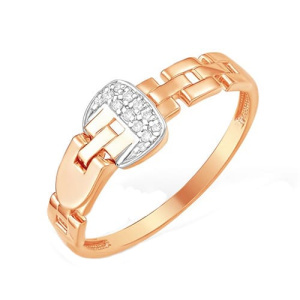 Золотое кольцо с фианитами Ремень пряжка EFREMOV К13218080
