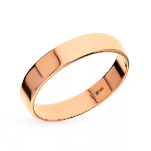 Золотое обручальное кольцо европейское гладкое плоское 4 мм