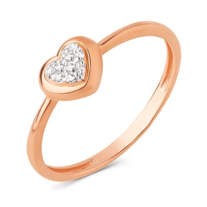 Золотое кольцо с фианитами Сердце DINASTIA 024981-1102