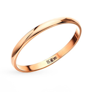 Золотое обручальное кольцо гладкое классическое 2 мм