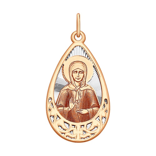 Золотая подвеска икона Матрона Московская SOKOLOV 104128