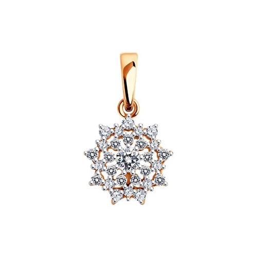 Золотая подвеска с фианитами Цветок Diamant 51-130-02020-1